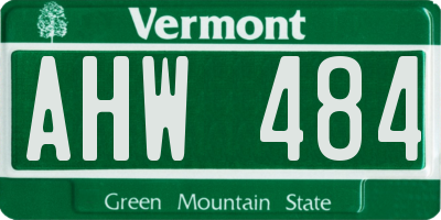VT license plate AHW484