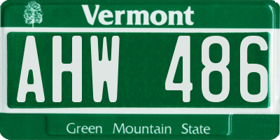 VT license plate AHW486