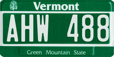 VT license plate AHW488