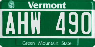 VT license plate AHW490