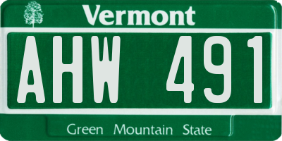 VT license plate AHW491