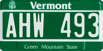 VT license plate AHW493