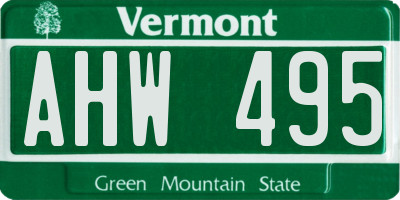 VT license plate AHW495