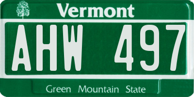 VT license plate AHW497