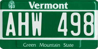 VT license plate AHW498