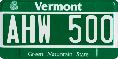 VT license plate AHW500