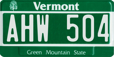 VT license plate AHW504
