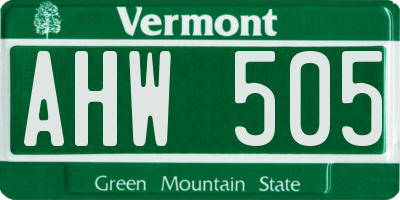 VT license plate AHW505