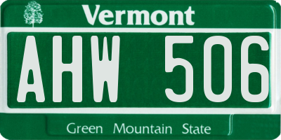 VT license plate AHW506