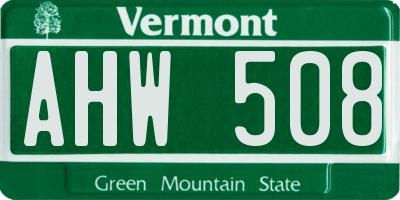 VT license plate AHW508