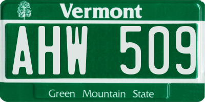 VT license plate AHW509