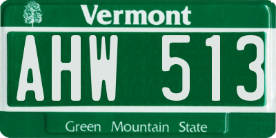 VT license plate AHW513
