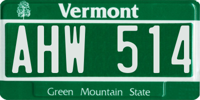 VT license plate AHW514