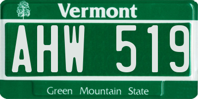 VT license plate AHW519