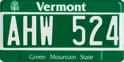 VT license plate AHW524