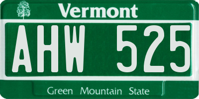 VT license plate AHW525
