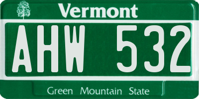VT license plate AHW532