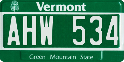 VT license plate AHW534
