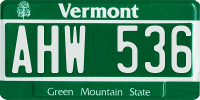 VT license plate AHW536