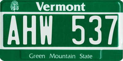 VT license plate AHW537
