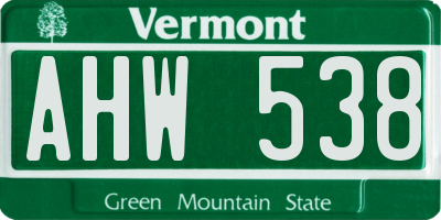 VT license plate AHW538