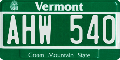 VT license plate AHW540