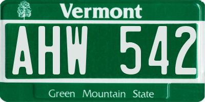 VT license plate AHW542