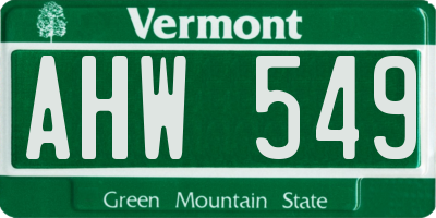 VT license plate AHW549