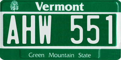 VT license plate AHW551