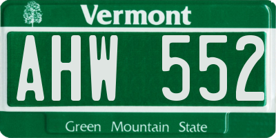 VT license plate AHW552