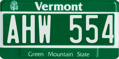 VT license plate AHW554