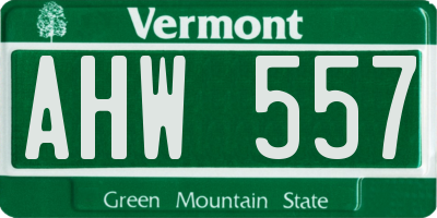 VT license plate AHW557