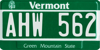 VT license plate AHW562