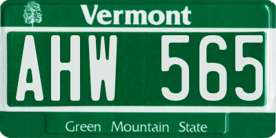 VT license plate AHW565