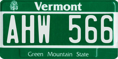 VT license plate AHW566