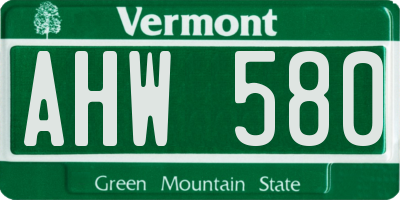 VT license plate AHW580
