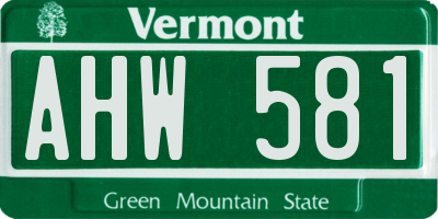 VT license plate AHW581