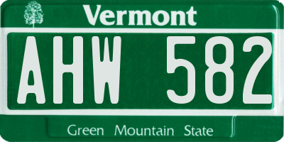 VT license plate AHW582