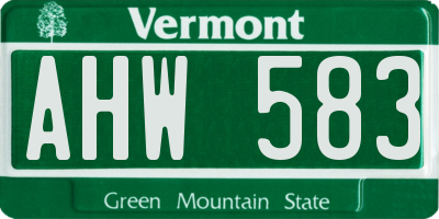VT license plate AHW583