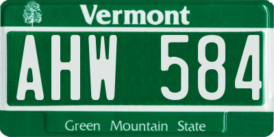 VT license plate AHW584