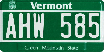 VT license plate AHW585