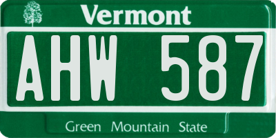 VT license plate AHW587