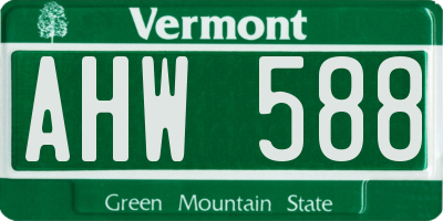 VT license plate AHW588