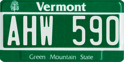 VT license plate AHW590