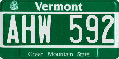 VT license plate AHW592