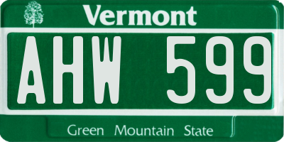 VT license plate AHW599