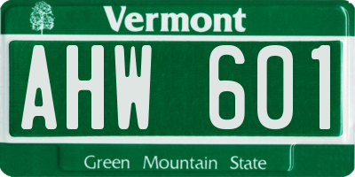 VT license plate AHW601