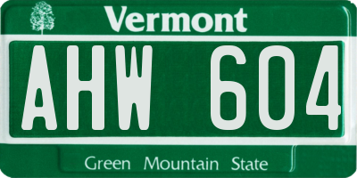 VT license plate AHW604