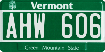 VT license plate AHW606