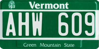 VT license plate AHW609